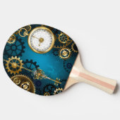 Raquette De Ping Pong Arrière - plan turquoise à vapeur avec engrenages (Côté)