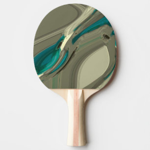 Raquette De Ping Pong Art abstrait gris et bleu