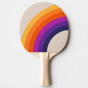 Raquette De Ping Pong Art arc-en-ciel de style rétro coloré