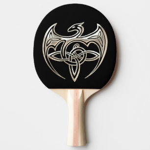 Raquette De Ping Pong Art Célèbre De La Trine Du Dragon Argent Et Noir
