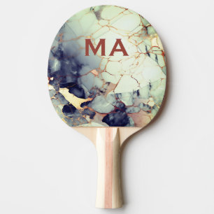 Raquette De Ping Pong Art de la parties scintillant en marbre beige mari