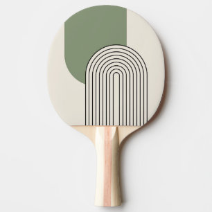 Raquette De Ping Pong Art de ligne du milieu du siècle avec arche verte
