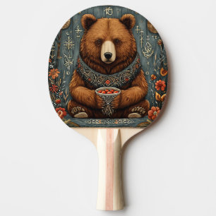 Raquette De Ping Pong 🐻 Art de l'ours majestueux pour les fans de tenni