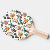 Raquette De Ping Pong Art de trait dessin chats et fleurs (Côté)