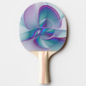 Raquette De Ping Pong Art Fractal Abstrait rose bleu turquoise (Dos)