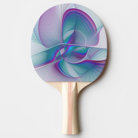 Raquette De Ping Pong Art Fractal Abstrait rose bleu turquoise (Devant)