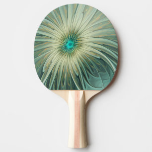 Raquette De Ping Pong Art fractal de fleurs de fantaisie vert sauge abst
