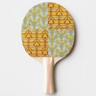 Raquette De Ping Pong Art Nouveau vintage de grille de motif de la natur