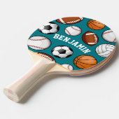 Raquette De Ping Pong Association sportive Nom personnalisé Turquoise (Devant Angle)