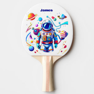 Raquette De Ping Pong Astronaut coloré et Univers en couleurs vives