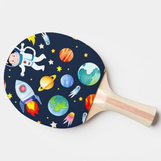 Raquette De Ping Pong Astronaut in Space Planets and Rockets Pattern (Côté)