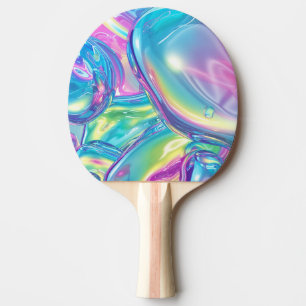 Raquette De Ping Pong Aura esthétique dégradé en métal liquide holograph