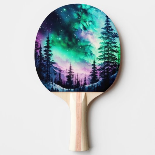 Raquette De Ping Pong Aurora céleste boréale Lumières nord vives (Devant)