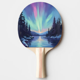 Raquette De Ping Pong Aurore Boréale Watercolor Lumières du Nord