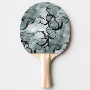 Raquette De Ping Pong avant-garde d'art grise, peinture de main noire