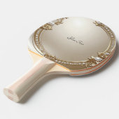 Raquette de ping pong avec cadre doré orné de perl (Devant Angle)