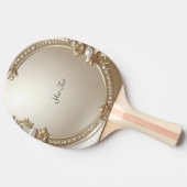 Raquette de ping pong avec cadre doré orné de perl (Côté)