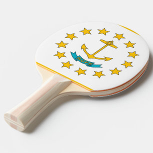 Raquette de ping pong avec le drapeau de Rhode Isl