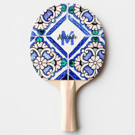 Raquette De Ping Pong Azulejo Spanish Navy Monogramme tennis de table (Devant)