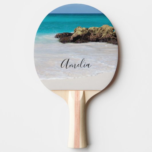 Raquette De Ping Pong Azure Ocean Sandy Beach Photo (Devant)