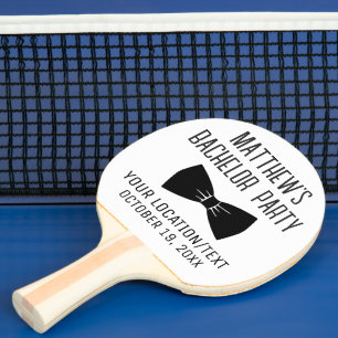 Raquette De Ping Pong Bachelor Party Black Bow Cravate Mariage Faveur