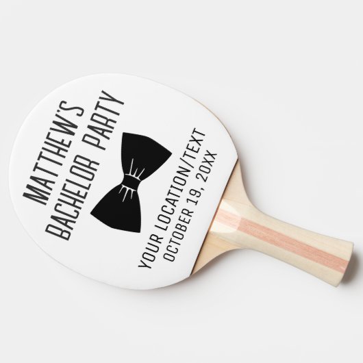 Raquette De Ping Pong Bachelor Party Black Bow Cravate Mariage Faveur (Côté)