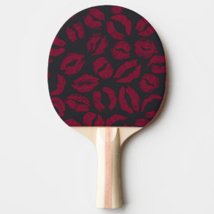 Raquette De Ping Pong Baisers en bâton à lèvres : empreintes rouges fonc