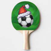 Raquette De Ping Pong Bal de football Santa Chapeau sur Vert (Devant)