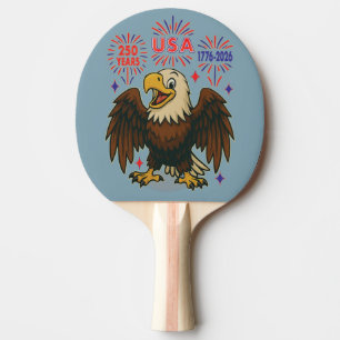 Raquette De Ping Pong Bald Eagle avec Fireworks - USA 250 ans 1776-2026