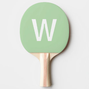 Raquette De Ping Pong Balle de ping-pong monogramme vert pâle et blanc