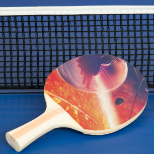 Raquette De Ping Pong Ballon à air chaud extrême sur paysage volcanique