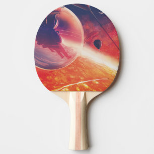Raquette De Ping Pong Ballon à air chaud extrême sur un paysage infernal