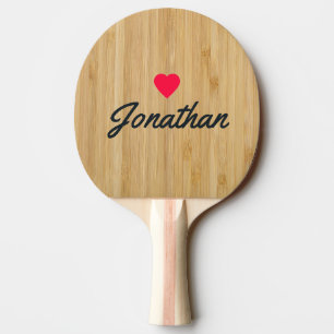 Raquette De Ping Pong Bambou Foncé Signature Vintage Cœur