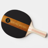 Raquette De Ping Pong Bande de couleur en bois monogramme sur noir (Côté)