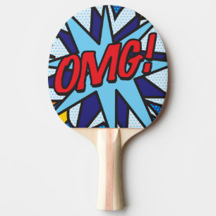 Raquette De Ping Pong Bande dessinée moderne cool et drôle OMG