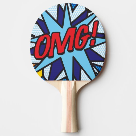 Raquette De Ping Pong Bande dessinée moderne cool et drôle OMG (Devant)