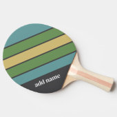 Raquette De Ping Pong Bande rétro motif gris bleu vert - Nom personnalis (Côté)