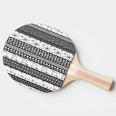 Raquette De Ping Pong Bandes de Motifs rétro noir et blanc 1 (Côté)