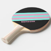 Raquette De Ping Pong Bandes de prisme nocturne rétro avec nom (Devant Angle)