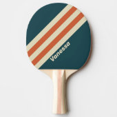 Raquette De Ping Pong Bandes d'onde rétro avec nom (Devant)