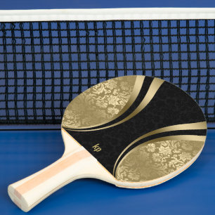 Raquette De Ping Pong Bandes dynamiques noir et or Damas
