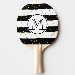 Raquette De Ping Pong Bandes noires et blanches
