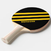 Raquette De Ping Pong Bandes nostalgiques d'abeille avec nom (Devant Angle)