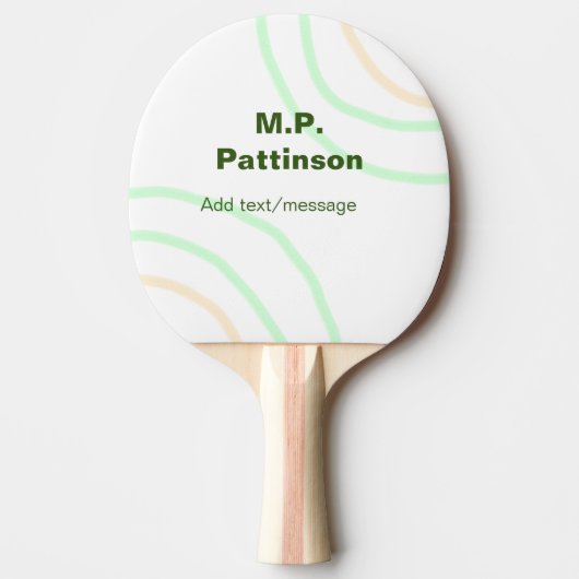 Raquette De Ping Pong Bandes orange vertes ajouter le nom message texte (Devant)
