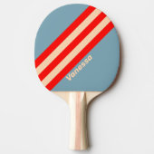 Raquette De Ping Pong Bandes rétro Ocean Horizon avec nom (Devant)