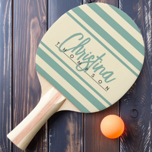Raquette De Ping Pong Bannière Polo Mid-Century Aqua Reef Peinture Nom