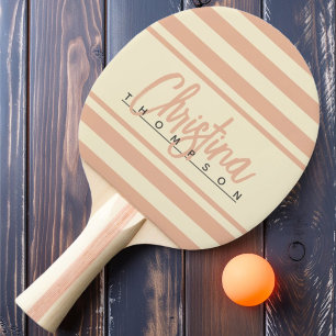Raquette De Ping Pong Bannière Polo Milieu de Siècle Nom Peint Pêche Dou