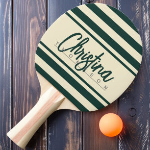 Raquette De Ping Pong Bannière Polo Milieu de Siècle Vert Sauge Peint No