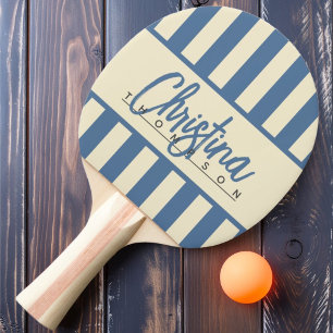 Raquette De Ping Pong Bannière rayée en bonbon bleu Capri du milieu du s