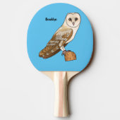 Raquette De Ping Pong Barn owl bird cartoon illustration   (Dos)